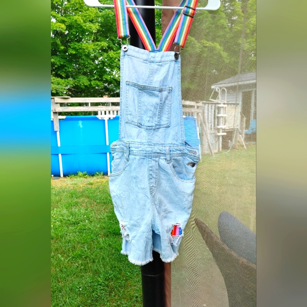 Rainbow Pride denim short tails size extra small